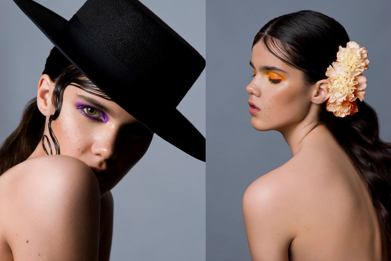 Angel-Ruiz-Ruiz-Editorial-Beauty-Spanish-Flower-flor-clavel-pink-makeup-eyeshadow-orange-purple-1499x1000